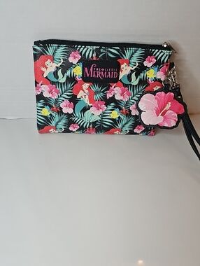 Disney The Little Mermaid Floral Wristlet - Black, Pink & Teal